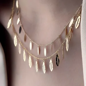 گردن بند پولکی طرح پر